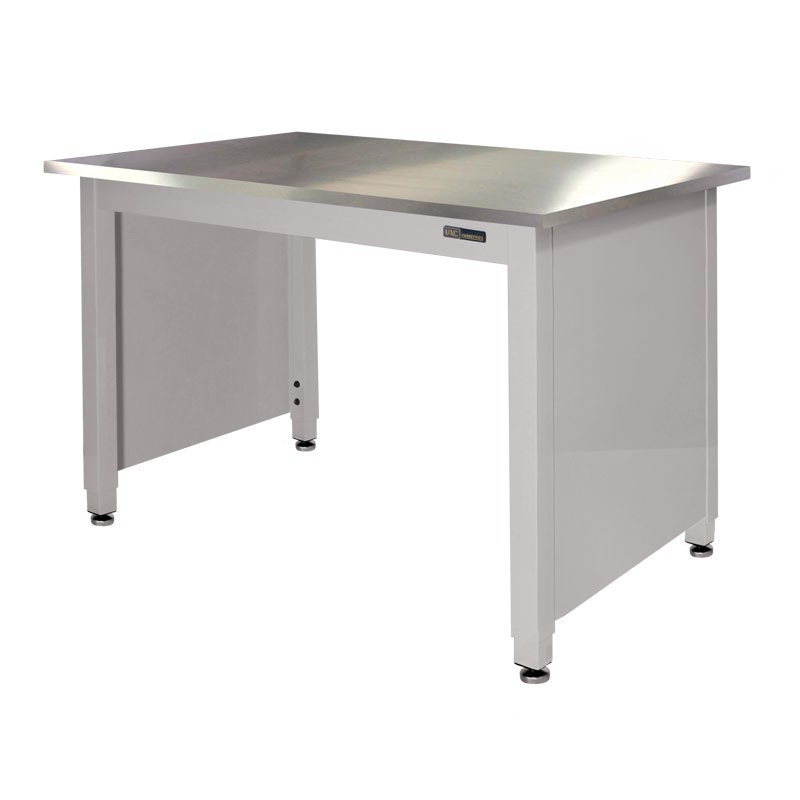 STAINLESS STEEL LAB TABLE - ADJUSTABLE or FIXED 30-36" (H) x 24-36" (W) X 48-96" (L) w/End Panels