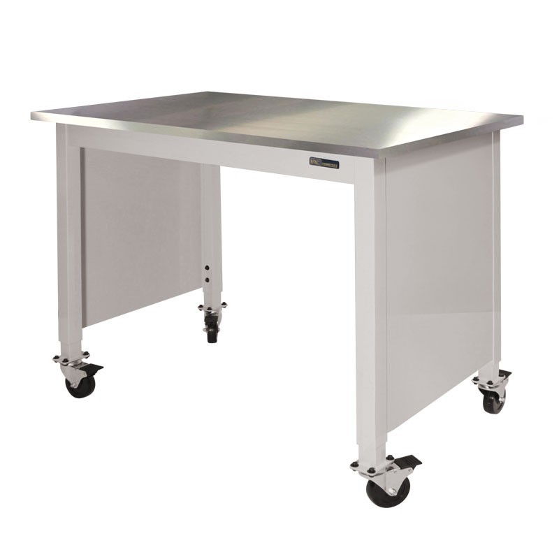MOBILE STAINLESS STEEL LAB TABLE - ADJUSTABLE 30-36" (H) x 24-36" (W) X 48-96" (L) w/End Panels