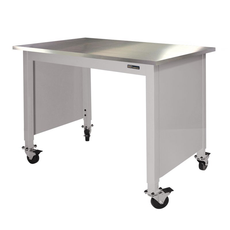 MOBILE STAINLESS STEEL LAB TABLE - ADJUSTABLE 30-36" (H) x 24-36" (W) X 48-96" (L) w/End Panels