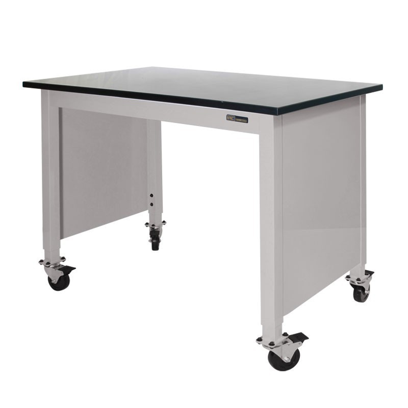 MOBILE TRESPA LAB TABLE - ADJUSTABLE 30-36" (H) x 24-36" (W) X 48-96" (L) w/End Panels
