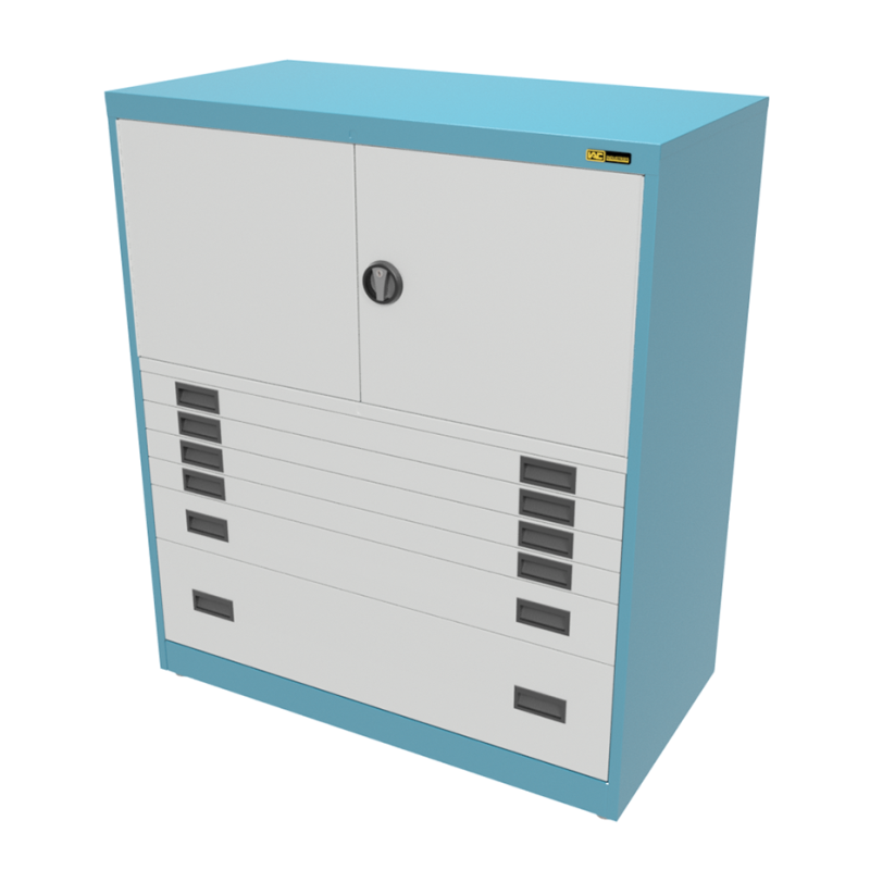 4x 3" + 1x 6" + 1x 12" Drawers / 2x 20" Top Doors